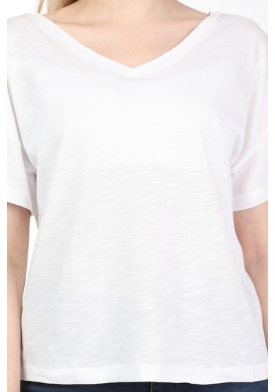 Neslice Kadın Oversize Çift Taraf V Yaka T-Shirt