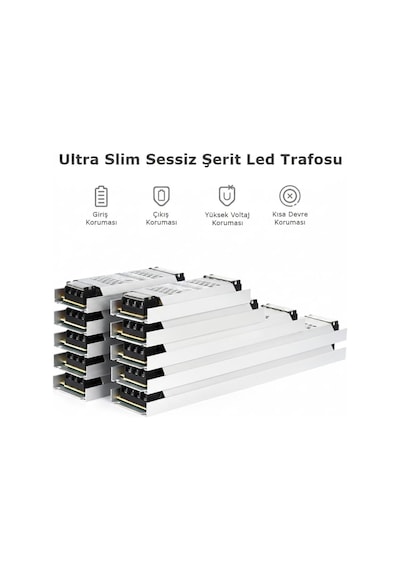 12v Ultra Slim Sessiz Şerit Led Trafosu - Cata Metal Kasa İnce Tasarım Klemensli Adaptör 5a /