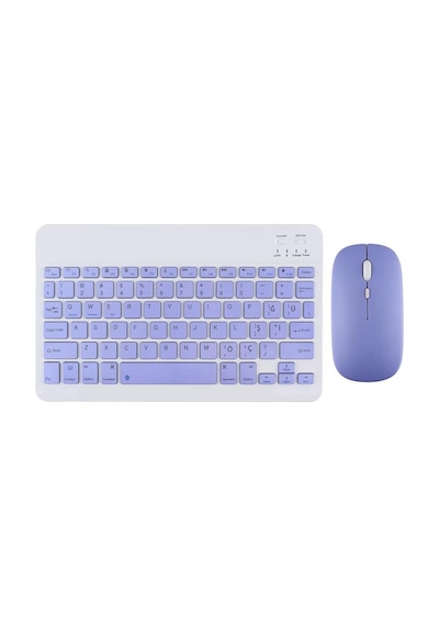 Tüm Ipad Modelleri İle Uyumlu Bluetooth Özellikli Klavye Mouse Set Lavanta