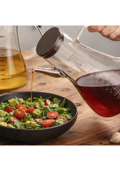 Porsima Lm-0106 Serra Kapaklı Borosilikat Cam Yağlık Sirkelik Yağdanlık 1000ml Şeffaf