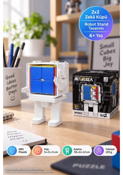 Meilong 2x2 Zeka Küpü Robot Standlı Display Box Mfjs Mf8962 Speed Cube