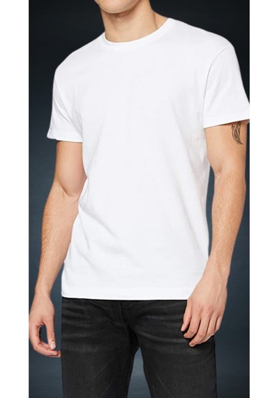 Düz Süprem Unisex T-shirt - Beyaz Kısa Kol Bisiklet Yaka Basic Oversize T-shirt Beyaz