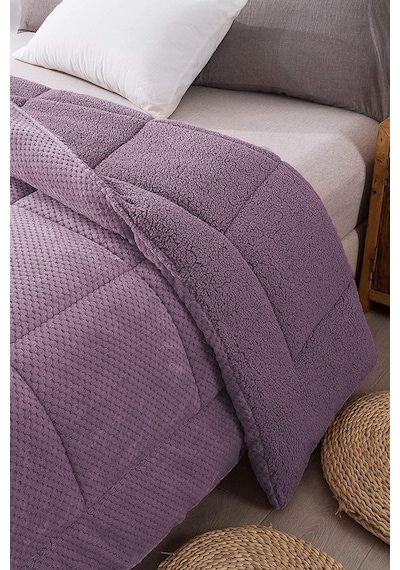 Ultra Yumuşak Tek Kişilik Çift Taraflı Wellsoft Peluş Yorgan Yıkanabilir 160x220 Lila Lila