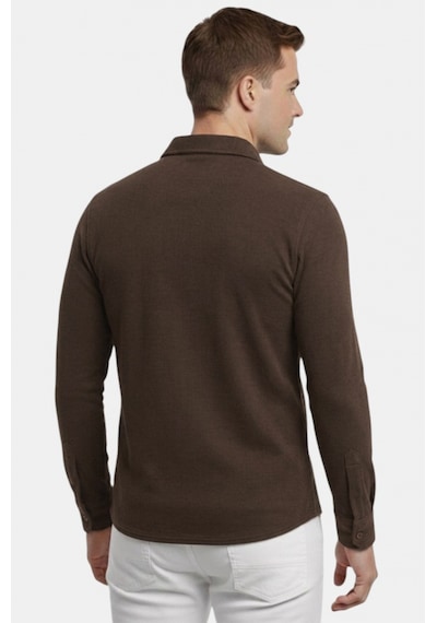 Deep Sea Deepsea Kahve Slim Fit Örme Kumaş Likralı Erkek Gömlek Nefes Alan Esnek Ve Modern Tasarım 2602604