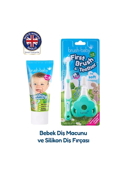 Brush-baby Silikon Diş Fırçası Ve Diş Kaşıyıcı İle Diş Macunu İlk Ağız Bakım Seti 0-18 Ay Diğer