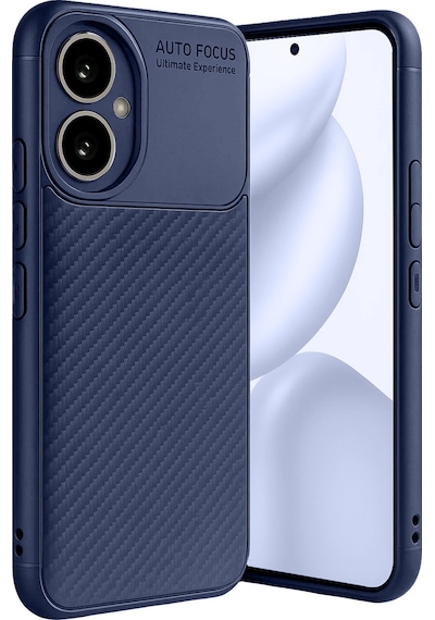 Honor 400 Uyumlu Kılıf Karbon Tasarım Kamera Korumalı Silikon Telefon Kılıfı Kapak Lacivert