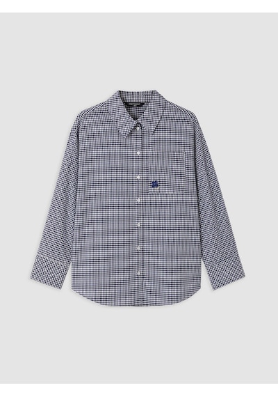 Lcw Modest Lacivert Cepli Ekose Oversize Kadın Gömlek