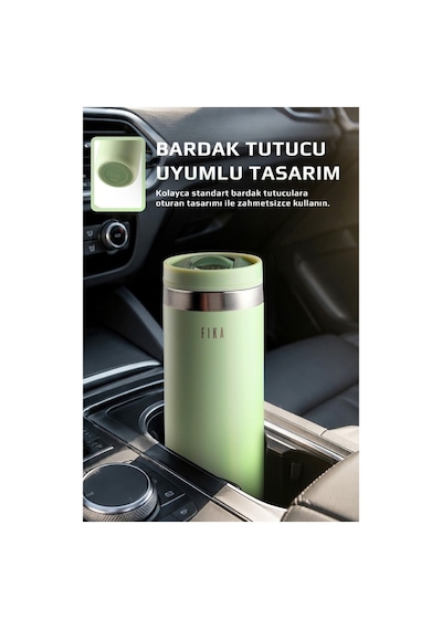Fika Tauko Sızdırmaz Kolay Sökülebilir Temizlenebilir Patentli Kapak Çelik Bardak Termos 470 Ml -mint Yeşili