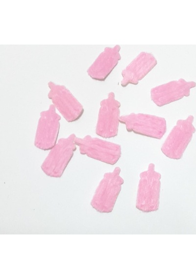Mini Biberon Pembe Süsleme Kumaş Sticker 500 Adet Pembe