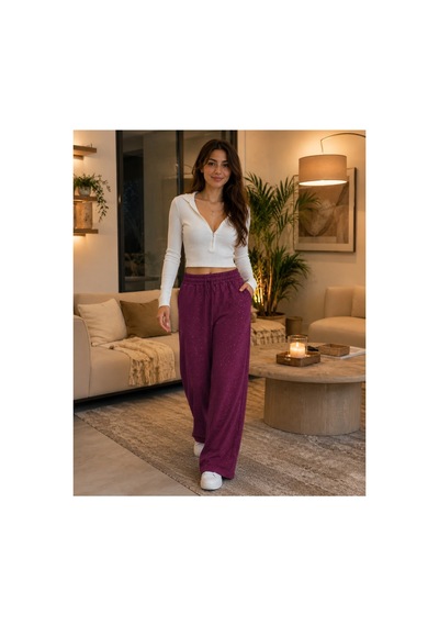 Unika Boutique Kadın Tek Alt Simli Eşofman Bordo