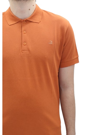 Santa Dmctekstil Erkek Dior Düz Spor Kesim Dar Kalıp Cepsiz Polo Yaka T-shirt Turuncu