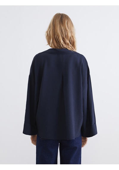 Lcw Vision Lacivert Oversize Kadın Gömlek