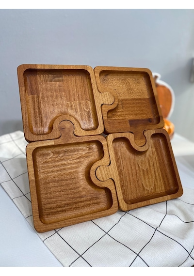 Hbs Art Design Ahşap Geçme 4 Lü 30 Cm Çerezlik