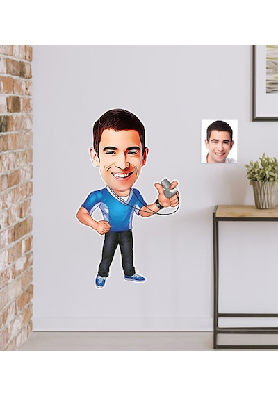 Kişiye Özel Bay Antrenör Karikatürlü Duvar Sticker 50X70CM