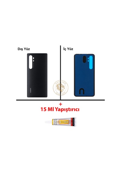 Xiaomi Mi Note 10 Lite Gece Yarısı Siyahı Uyumlu Arka Kapak + Yapıştırıcı Siyah