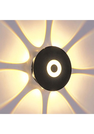 Dekoratif Işık Desenli 7 Watt Led Armatür 3000k Gün Işığı İç Ve Dış Mekan Led Aplik Siyah