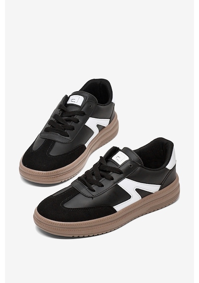 Tonny Black Rahat Kalıp Kauçuk Taban Bağcıklı Sneaker Kadın Siyah Beyaz Sneaker Tbtyldz005