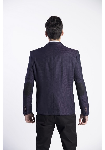 Sposo G-207 Dar Kalıp Desenli Mor Erkek Blazer Ceket Mor