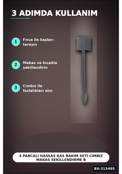 4 Parcali Hassas Kas Bakim Seti Cimbiz Makas Sekillendirme Bicagi Ve Tarak Fircasi Bx-313495