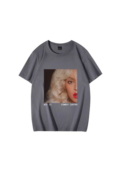 Flood Of Style Vintage Stil Beyoncé Act Iı Kovboy Kız Albümü T Shirt Erkek Kadın Yüksek Kaliteli Streetwear Gri