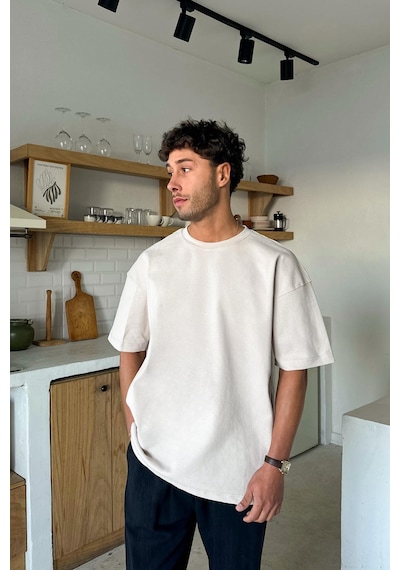Basic Oversize Tişört Taş Rengi Taş