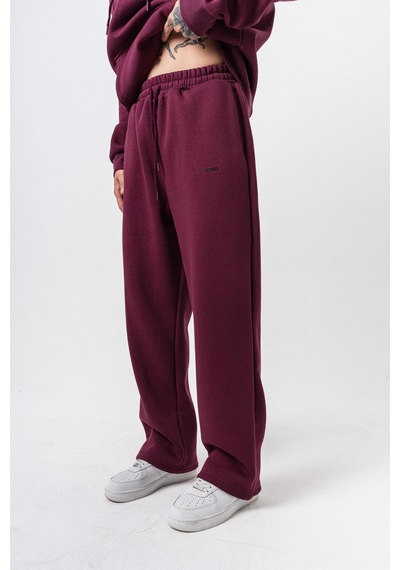 Erkek Respire Yazı Detaylı Basic Baggy Eşofman Altı Vişne