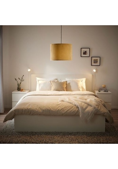 Ikea Molnskıkt Abajur Başlığı, Koyu Sarı Kadife, 42 Cm