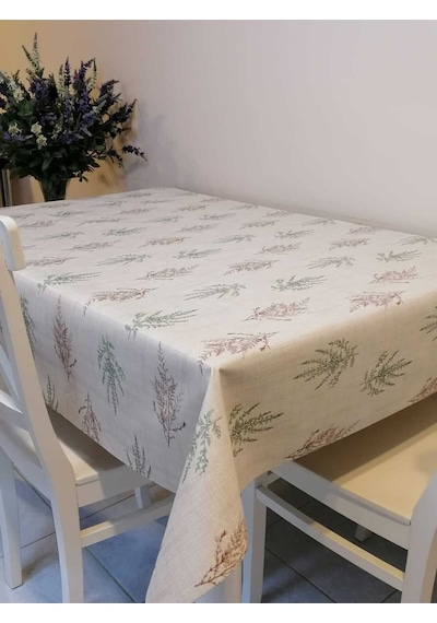 Elyaflı Pvc Muşamba - Desenli Silinebilir Masa Örtüsü 02mrl146a Krem