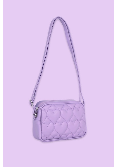 İcone Bag Icone Çocuk Kalp Kapitone Detaylı Omuz Çantası Lila