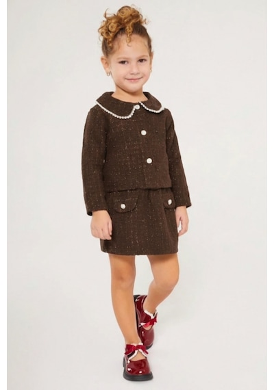 My Kids Wear Kız Çocuk Bayramlık İnci Detaylı Tüvit Takım 12543 Kahverengi My Kids Wear Kız Çocuk Bayramlık İnci Detaylı Tüvit Takım 12543 Kahverengi