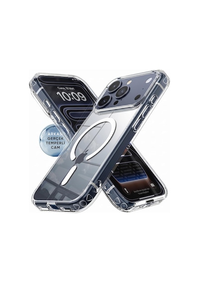İphone 17 Pro Max İçin Ultra Super Şeffaf Magsafe İle Uyumlu Gerçek 9h Temperli Cam Arka Yüzey - Darbe Emici Tpu Yan Kenarlar, Kristal Berraklığında Şeffaf Kılıf 17 Pro Max