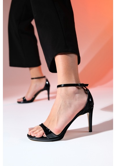 Luvishoes Bern Siyah Rugan Kadın Platform Topuklu Abiye Ayakkabı Siyah