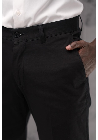 Notra Regular Fit Pamuklu Yan Cep Klasik Yazlık Gabardin Pantolon Siyah