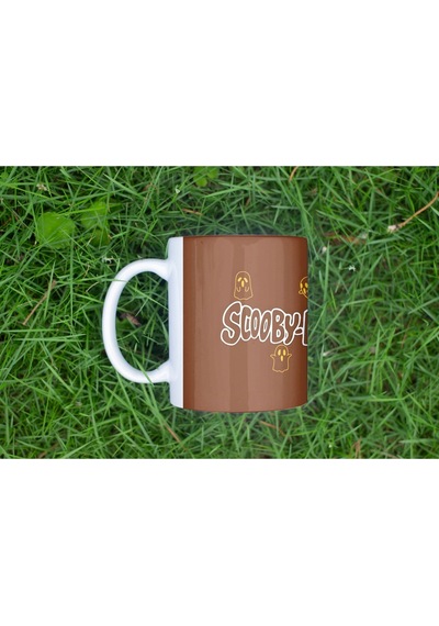 Scooby Doo Kahverengi Tasarımlı Kupa Bardak - Karikatür Köpek Sevenlere Hediye Beyaz