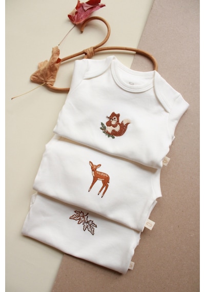 Oh La La Koala 3'lü Forest Serisi Uzun Kollu Çıt Çıtlı Body Zıbın Model 10 Krem