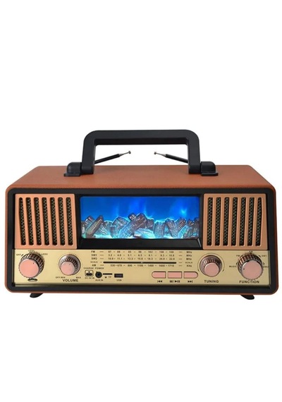 Bluetooth Fm Solar Panel Nostaljik Radyo-2 Farklı Alev Efekt Modu Çift Radyo Anten Sd Kart Usb Girş
