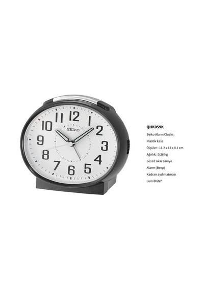 Seiko Qhk059k Sessiz Saniyeli Aydınlatmalı Bell Sesli Alarm 5 Dk Ertelemeli Masa Saati Çok Renkli