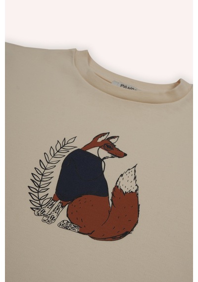 Panço Erkek Çocuk Bej Tilki Baskılı Pijama Takımı Çok Renkli