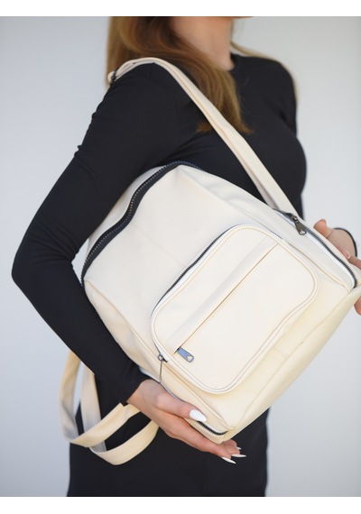 Jara Bag Frida Kadın Sırt Çantası Şık, Yumuşak Dokulu Ve 5 Bölmeli Krem