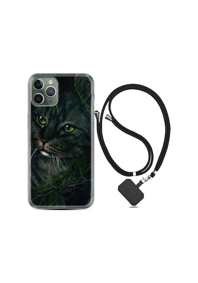 Apple Uyumlu iPhone 12 Pro Max Kılıf Boyun Askılı Flowers Cat 1345
