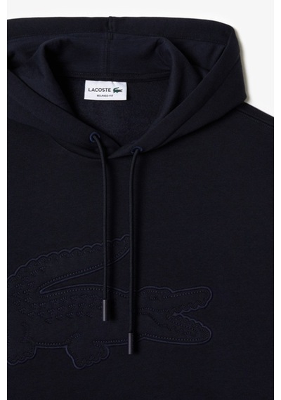 Lacoste Men's Relaxed Fit Kapüşonlu Baskılı Hoodie Sweatshirt Erkek Organik Pamuk Sweatshirt Siyah