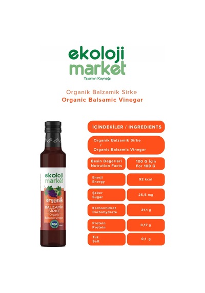 Ekoloji Market Organik Balzamik Sirkesi 250ml