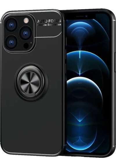 Apple, Uyumlu iPhone 13 Pro Kılıf Range Yüzüklü Silikon - Siyah