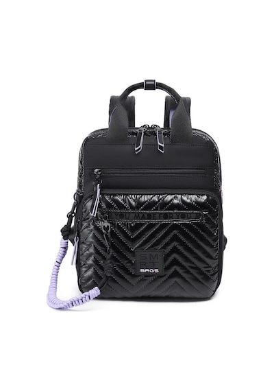 Smart Bags Parlak Kumaş Küçük Boy Askılı Kadın Sırt Çantası 3250 Siyah - Lila