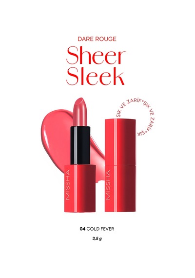 Missha Dare Rouge Sheer Sleek Yoğun Pigmentli Besleyici Nemli Bitişli Ruj 04 Cold Fever