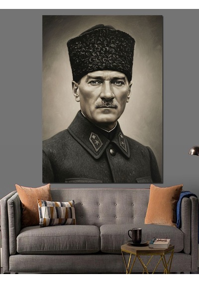 Karizma Tablo Fesli Mustafa Kemal Atatürk Dekoratif Kanvas - Mdf Ahşap Tablo
