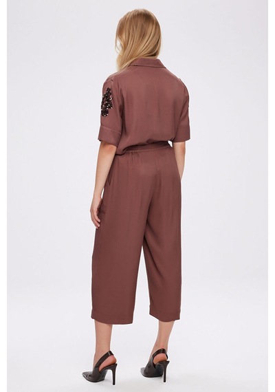 Faik Sönmez Kemeri Lastikli Cep Detaylı Rayon Viskon Capri S26cpr008 Us26cpr00883 Koyu Kahve