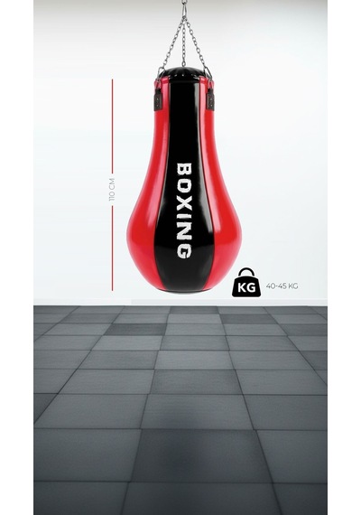 Spor Byfit Salon Tipi Özel Tasarım Armut Modelli Boks Torbası Kırmızı - Siyah