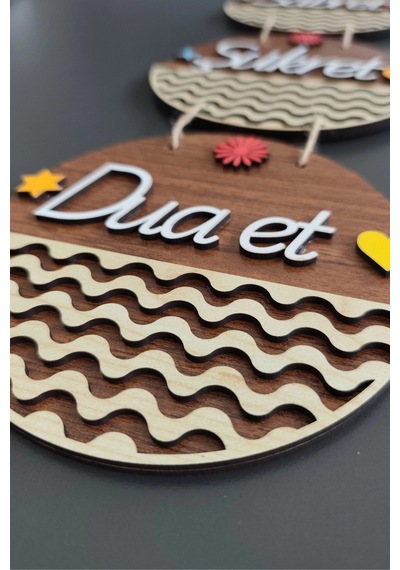 Sabret Şükret Dua Et 2d Mdf Lazer Kesim Ceviz Kapı Ve Duvar Süsü