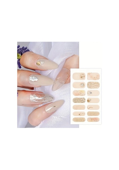 Jelüx Summer - Pastel Renkli Çiçekli Yapışkan Tam Kaplama Jel Tırnak Seti 5 Farklı Boy 14 Adet 00609284